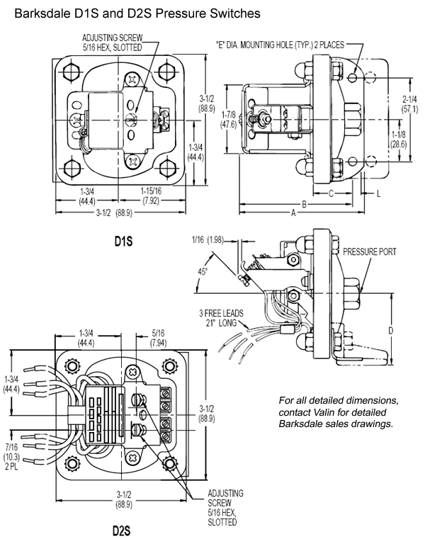 D1SA150SS Barksdale D1S Pressure Switch Valin