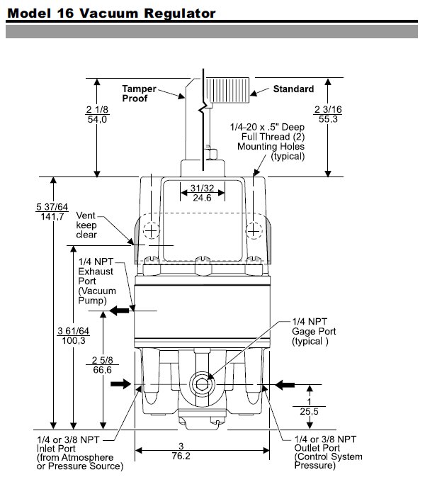Details about   Fairchild Kendall Model 16 Vacuum Regulator 30 P.S.I.G. 