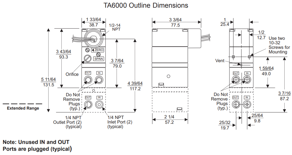 fairchild model ta6000 transducer dimensions