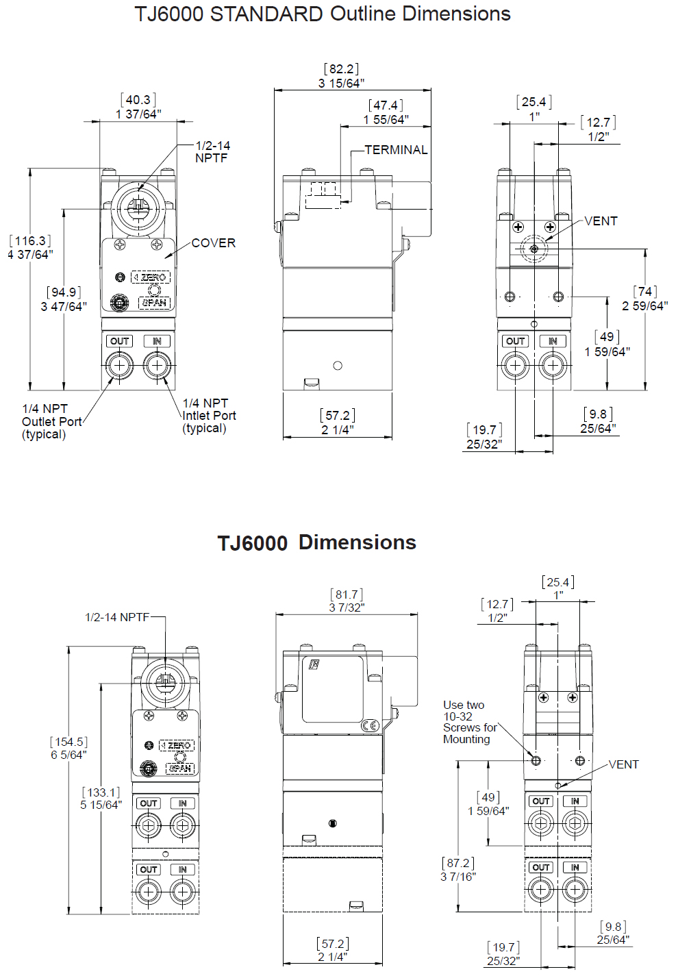 fairchild model tj6000 transducer dimensions