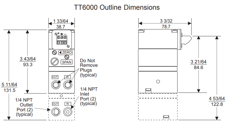 fairchild model tt6000 transducer dimensions