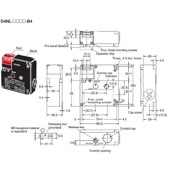D4NL-4BFA-B4-U1 Omron | Guard Lock Safety-door Switch | Valin lock actuator wiring for 