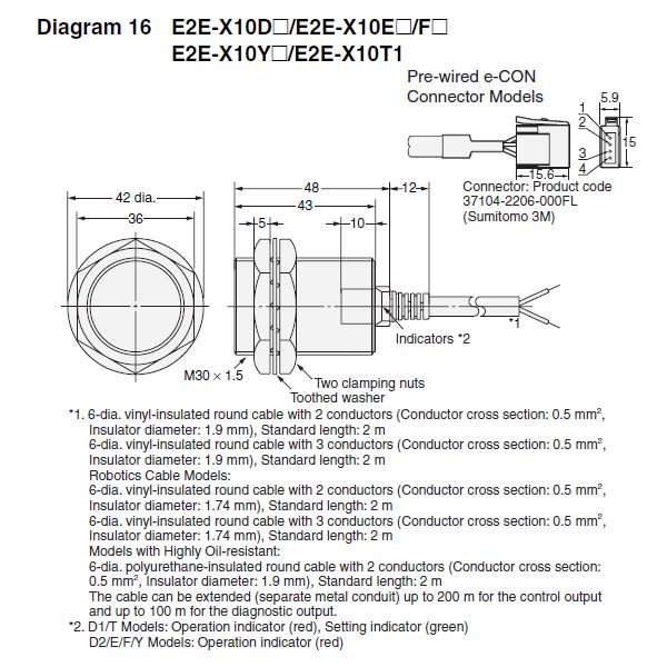 OMRON 柱形近接スイッチ E2E-X10D1-N：三河機工 カイノス 店+