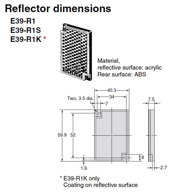 E39-R1S Omron | Sensor Reflector | Valin