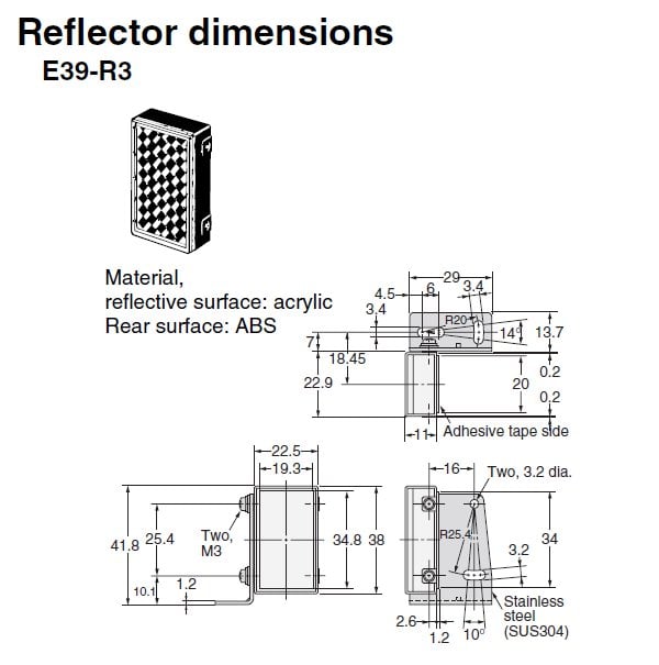 E39-R3 Omron | Sensor Reflector | Valin