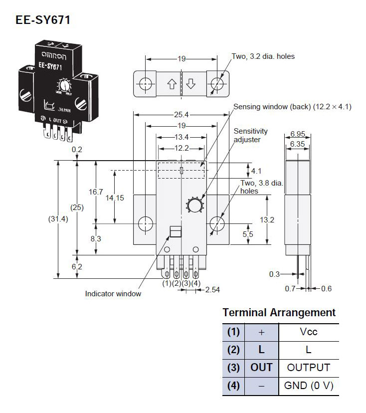 EESY671 Omron Photomicrosensor with Sensitivity Adjuster Valin