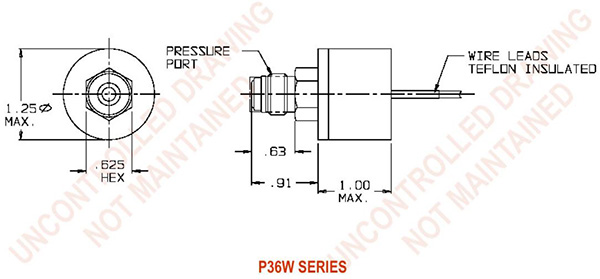 UE Precision Sensors P36W Series Dimensions