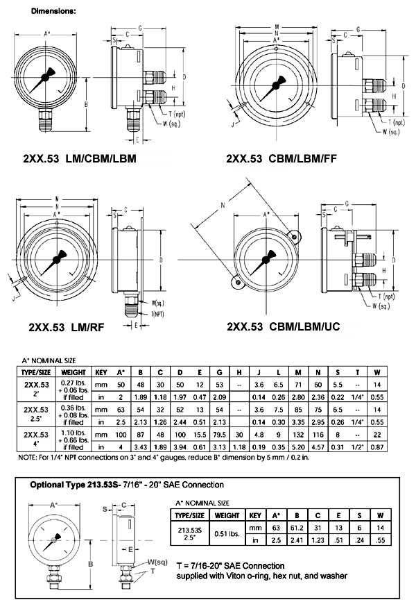 pressure gauge size