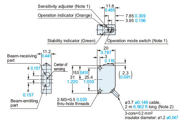 panasonic cx420 sensor dimensions